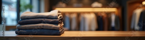 Stack of folded clothes on a table