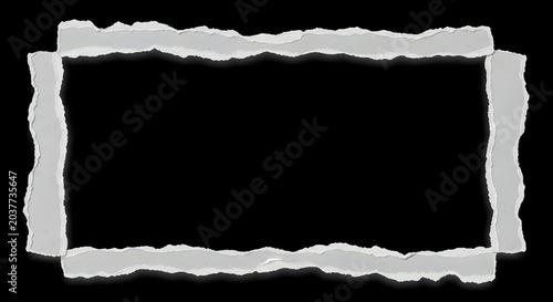 Torn paper frame with black background ripped paper border with space for text
