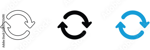 Obraz na plátne Circle arrow icon set with refresh reload symbols, recycle signs, and repeat round arrow vector illustration