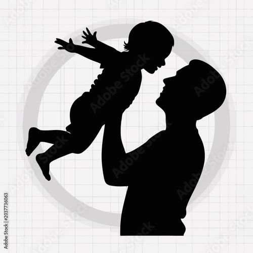 Silhouette of a man holding a baby in the air playfully outdoors