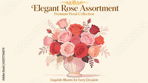 Elegant Rose Assortment: A Premium Floral Collection of Exquisite Blooms for Every Occasion.
