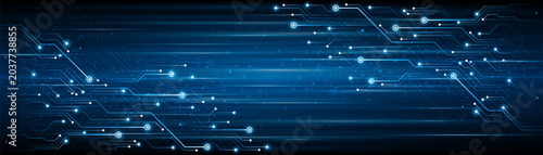 Foto Blue glowing lines with light effect on dark background