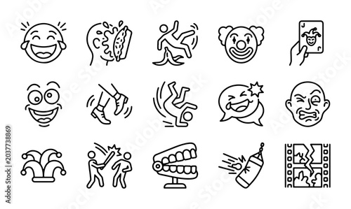 Fotografía Funny Face Icons, Comedy Symbols, Prank Graphics, Humorous Illustrations, Joke E
