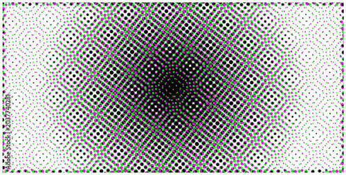 Abstract halftone dots background with neon green and pink pop art style vector  Creative moire effect pattern with colorful halftone c