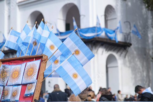 Argentine flags at the Cabildo in Buenos Aires, Argentina