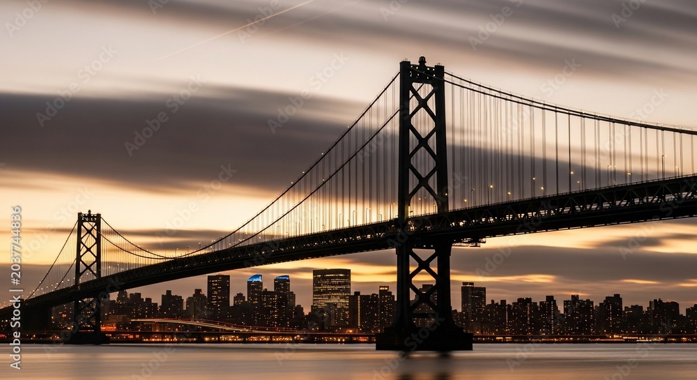 Fototapeta premium Twilight City Bridge