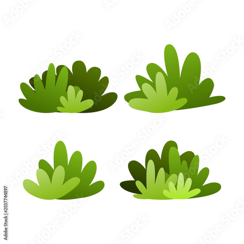 Layered Green Bush Illustration Creates Natural Garden Decoration