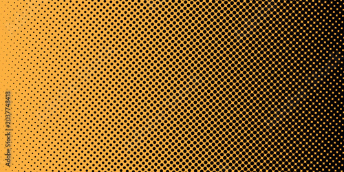Set of halftone dots gradient pattern texture isolated on yellow background. Straight dotted spots using halftone circle dot raster texture. Vector blot half tone collection.