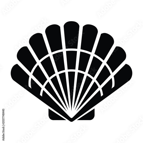 Schilderij op canvas Black scallop shell icon