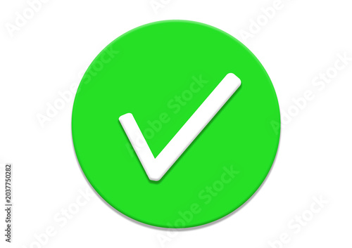 3D Green Check Mark Approval Icon Isolated on Transparent Background