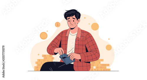 Man with Empty Wallet, Financial Crisis, Poverty, Debt, Bankruptcy