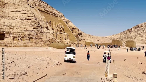Abu Simbel, a cliff on the west bank of the Nile, in which two ancient Egyptian temples of Ramesses II are carved, Egypt.