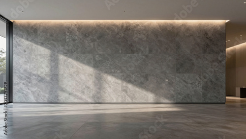 Luxury Corporate Lobby Stone Wall Texture with Minimalist Lighting