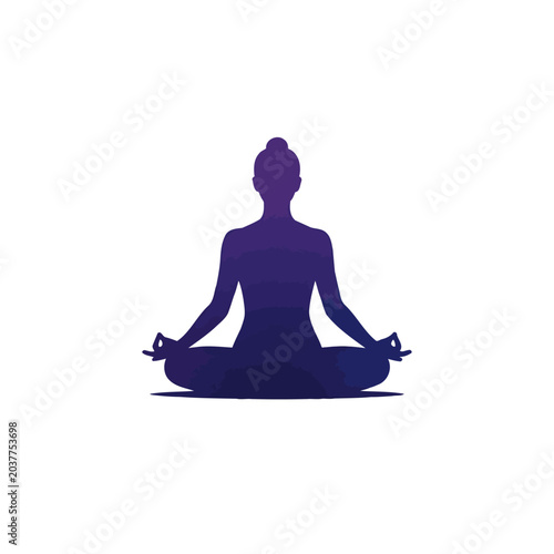 Canvas-taulu A purple silhouette of a person sitting in a meditative pose