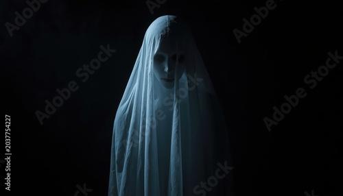 illustration of a ghost in white cloth