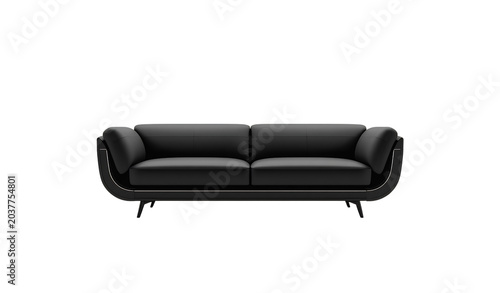 black leather armchair isolated on white