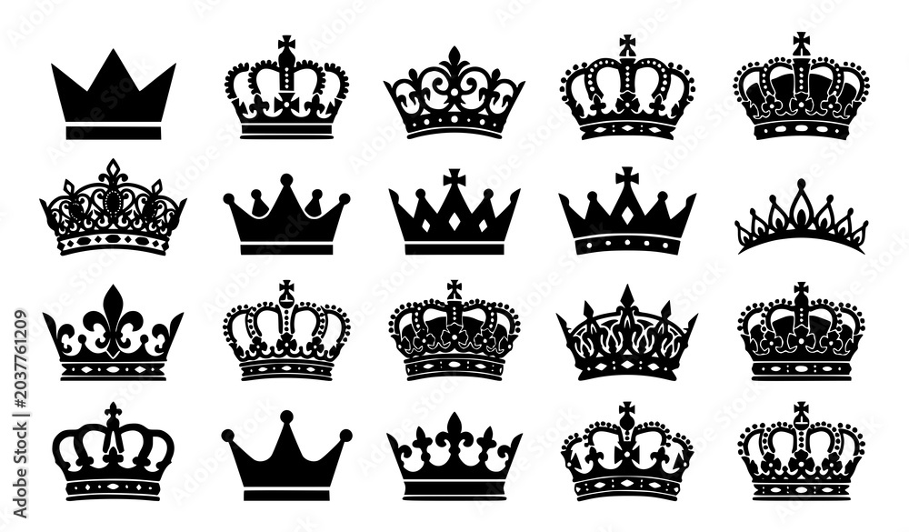 Obraz premium Royal Crown Silhouette Collection Vector Illustration Design Set