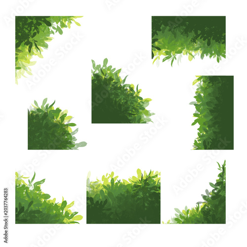 Green foliage border elements create natural frame decoration