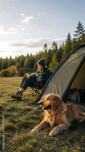 Enjoying peaceful pet-friendly camping life in nature a relaxing outdoor adventure