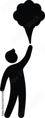 Foto Silhouette vector man holding a big fluffy cloud aloft design