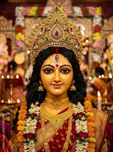 Grand Navratri Celebration Featuring Beautiful Maa Durga Murti