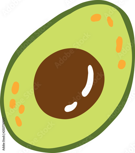 half avocado fruit vector cartoon illustration