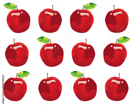 Red apple fruit pattern with green leaf design