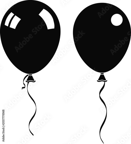 Black balloons on white background