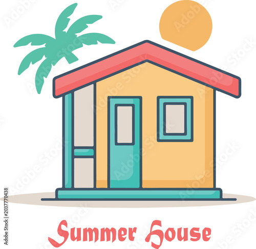 Valokuva summerhouse logo icon vector whute background .