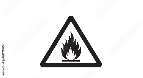 Flammable Warning Sign Silhouette On White Background