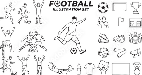 Vector football illustration set