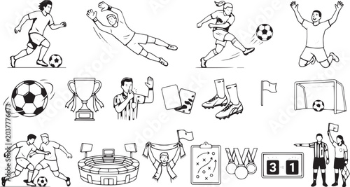 Vector football illustration set