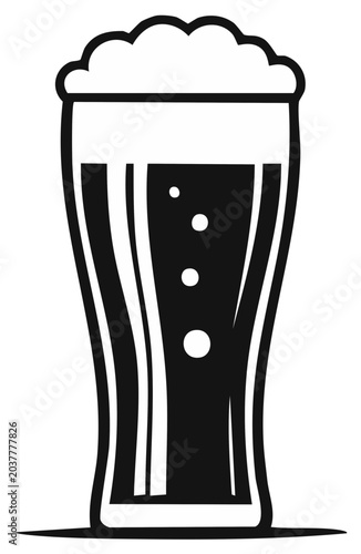 Stylized Dark Beer in Pilsner Glass with Frothy Head