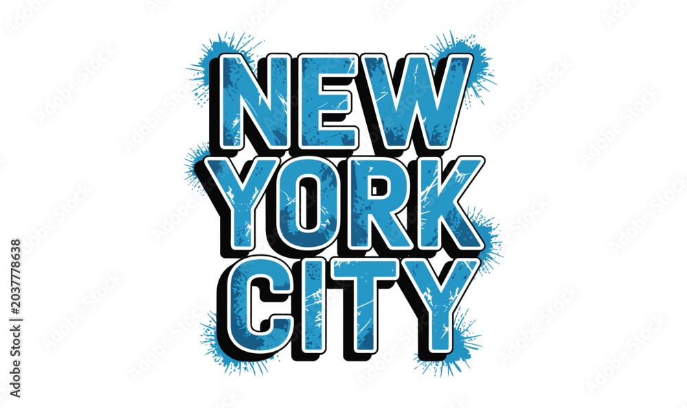Naklejka premium New York City Graffiti Splatter Typography Vector Graphic