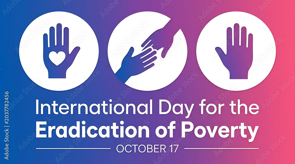 Fototapeta premium International day for eradication of poverty october 17 hand icons on gradient background