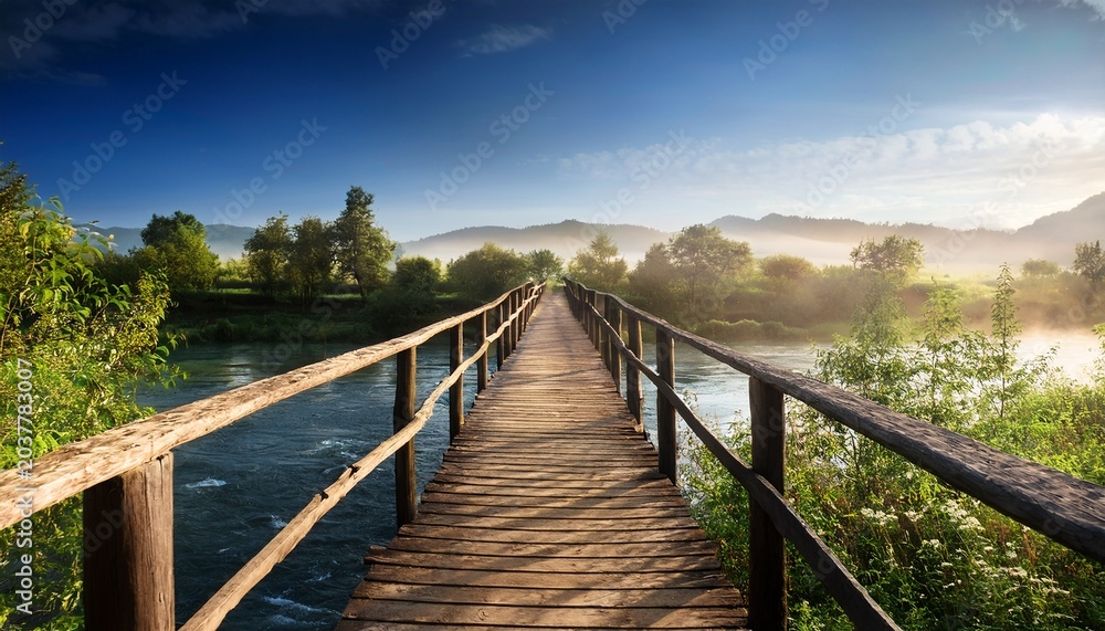Fototapeta premium wooden bridge over the river