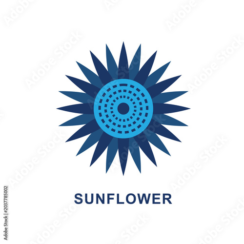Geometric blue sunflower icon vector illustration flat design style for your branding.