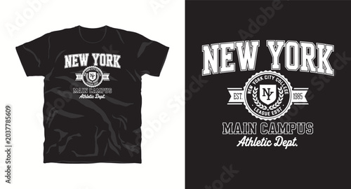 New york city college athletic dept t-shirt design vector, a vintage sports graphic for apparel print.