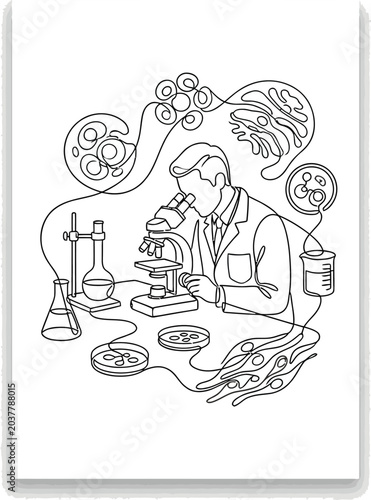 Scientist Examining Cells Under Microscope, Laboratory Research and Discovery