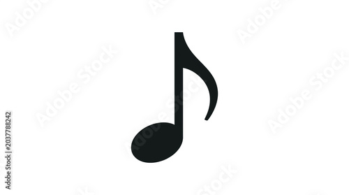 Simple Music Note Icon on White Background
