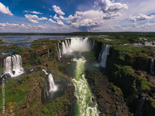 Fotografi Iguazu falls in South America, the largest waterfall system in the world, border