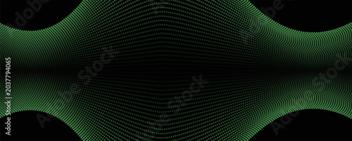 Abstract black background and green ball