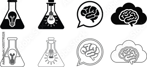 Innovative ideas and brainstorming concepts with light bulbs and brains