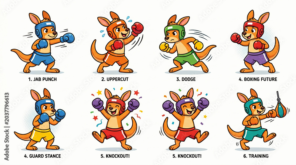 Fototapeta premium Boxing Kangaroo Poses and Techniques A Comprehensive Guide to Combat Training