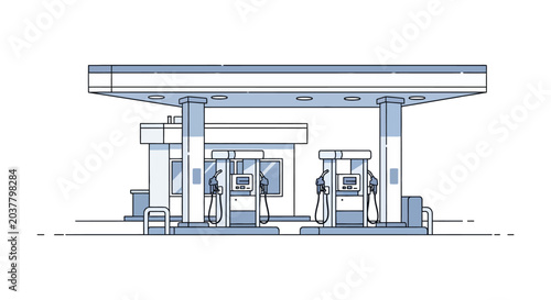 Gas station with pumps vector illustration on a white background