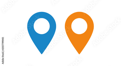 Obraz na plátne Location marker icons blue and orange on a white background