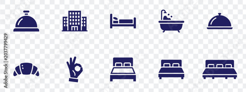 Tableau sur toile Hotel Hospitality Services Vector Icon Set Accommodation, Travel Guest Experienc