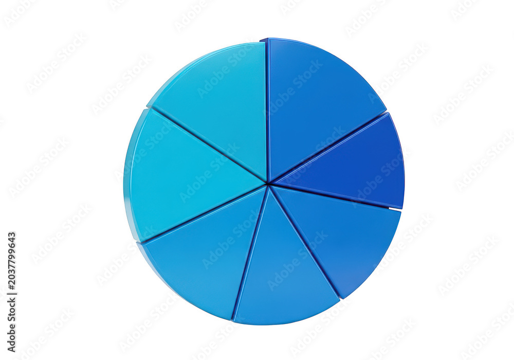 Fototapeta premium Segmented pie chart with five distinct sections and grid lines isolated on transparent background