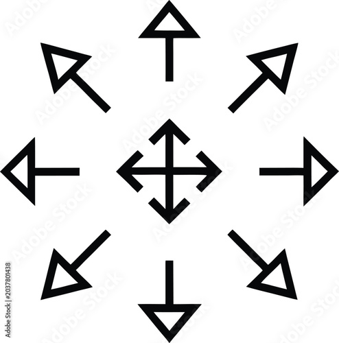 Set of flat directional arrow icons
