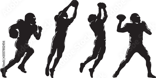 Foto American football players in action silhouettes
